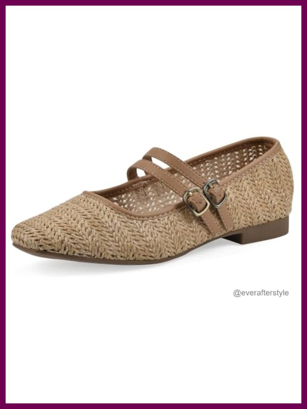 Women's Bocage Double-Strap Flats Low Block Heel Cushioned Insole